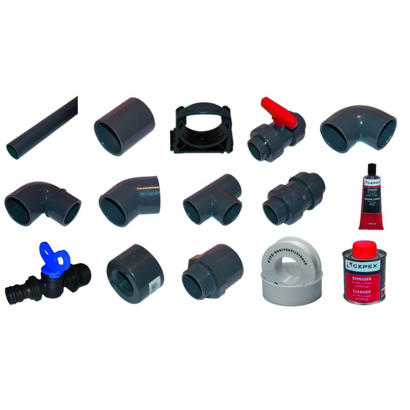 KWAD KOMPLET CEVI ZA BAZEN Z JEKLENIMI STENAMI